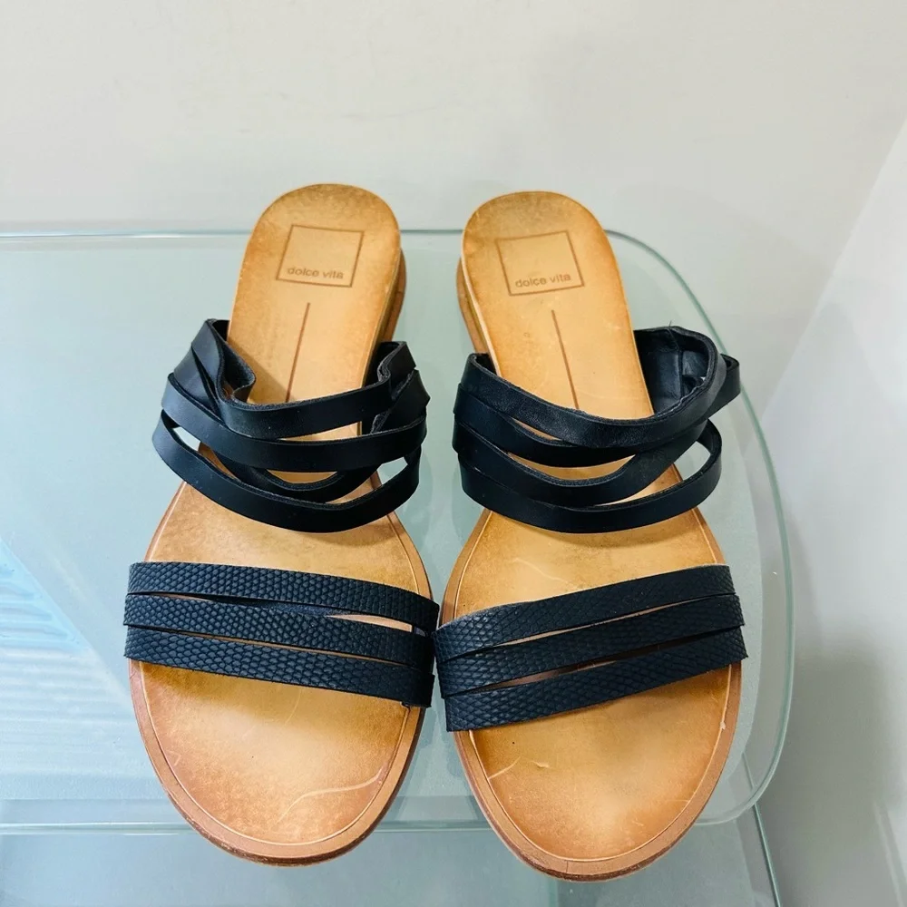 Dolce Vita Sandals Womens 8,5 M Pais Slide Strappy Black Casual Open Toe‎